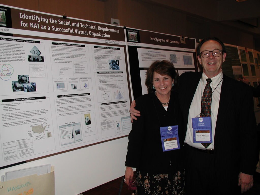 Dr. Lisa Faithorn and Claude at their Poster session, AbSciCon 2003