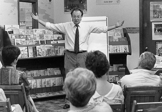 CW leading a workshop of Running a One-Person Business at Books 'n' Things, Norway, Maine